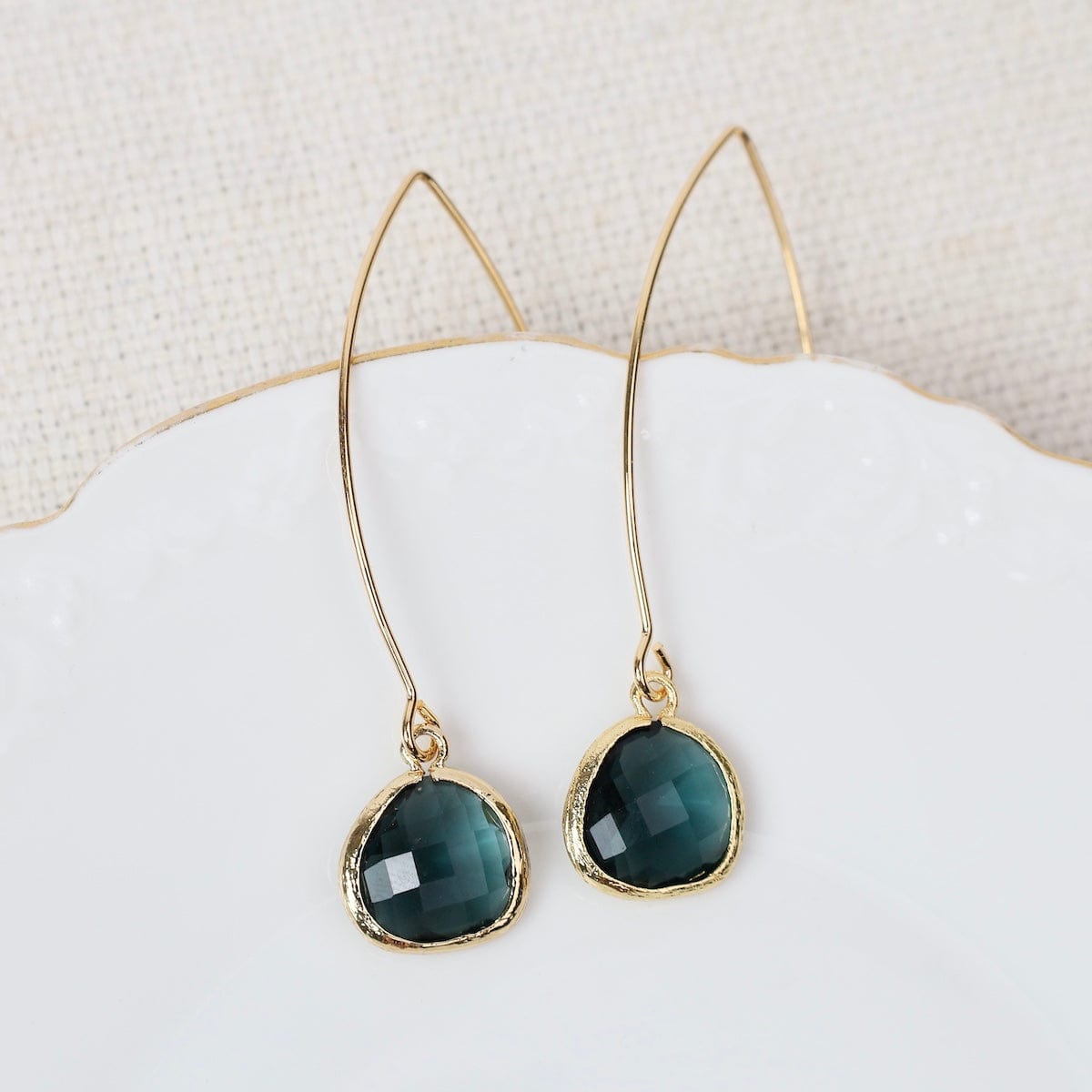 EAR-GPL Gold Plated Long Crystal Drop - Sapphire Crystal