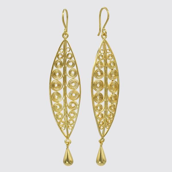 
                  
                    EAR-GPL Gold Plated Long Filigree Swirl Leaf Drop Earrings
                  
                