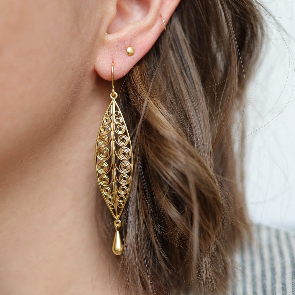 
                      
                        EAR-GPL Gold Plated Long Filigree Swirl Leaf Drop Earrings
                      
                    