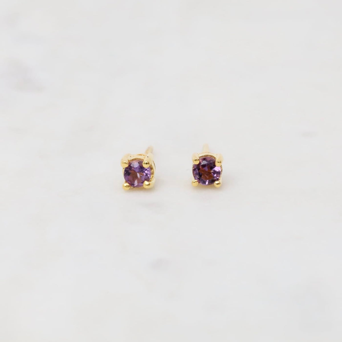 EAR-GPL Gold Plated Mini Amethyst Post Earrings