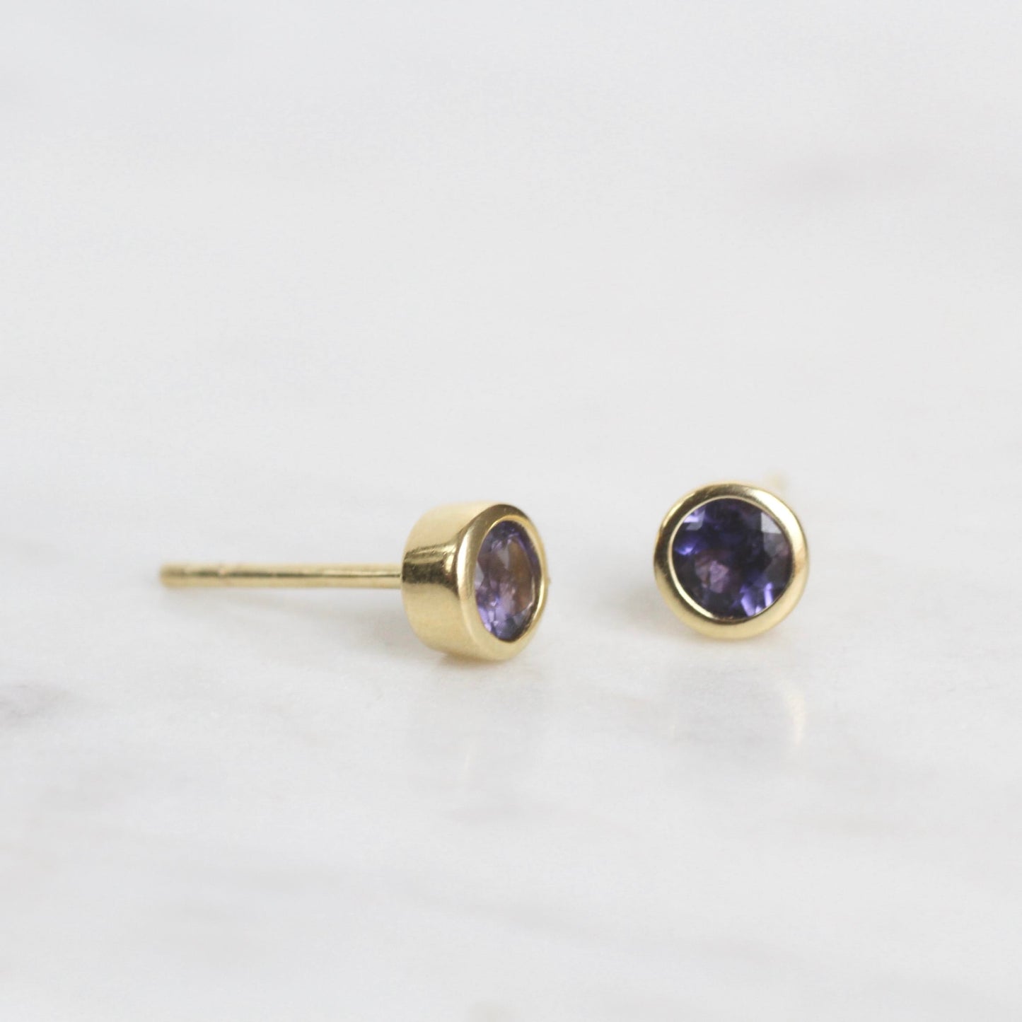 EAR-GPL Gold Plated Mini Iolite Dot Post Earrings