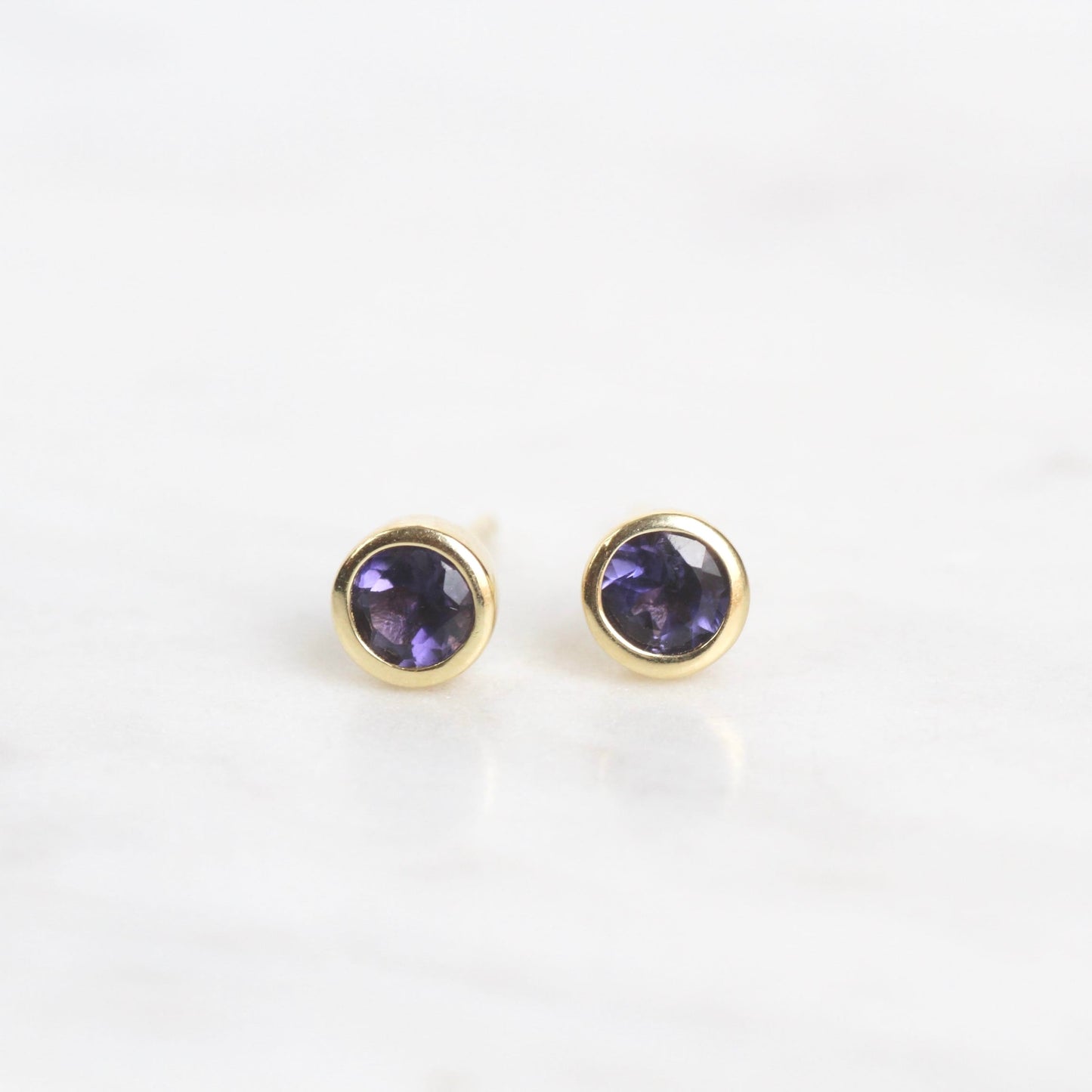 EAR-GPL Gold Plated Mini Iolite Dot Post Earrings