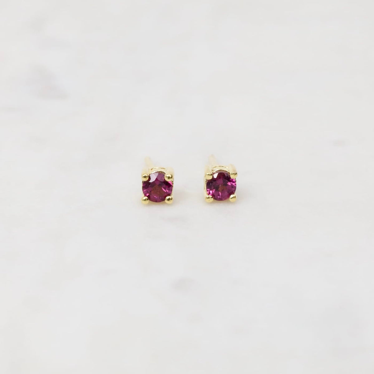 EAR-GPL Gold Plated Mini Rhodolite Garnet Post Earrings