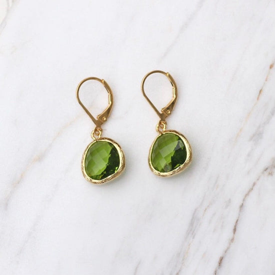 EAR-GPL Gold Plated Moss Crystal Lever Back Earrings