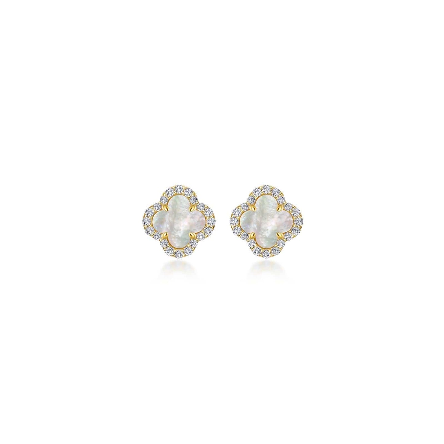 EAR-GPL Gold Plated Mother of Pearl Halo Stud Earrings