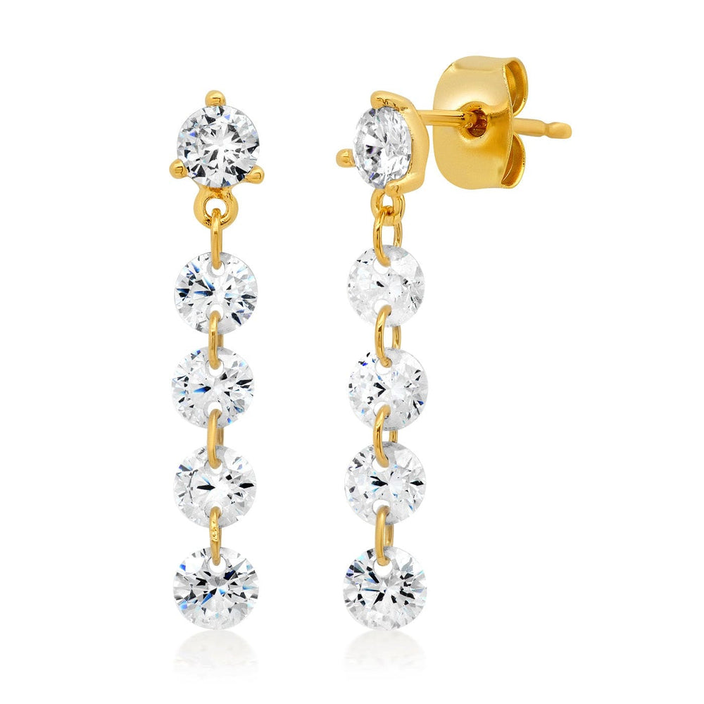 EAR-GPL Gold Plated Multiple Unset Cz Drop Earrings