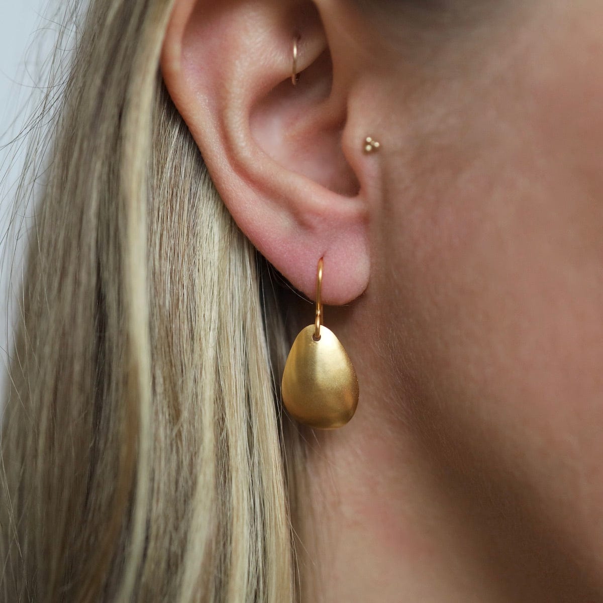 EAR-GPL Gold Plated Organic Shaped Domed Drop Earrings