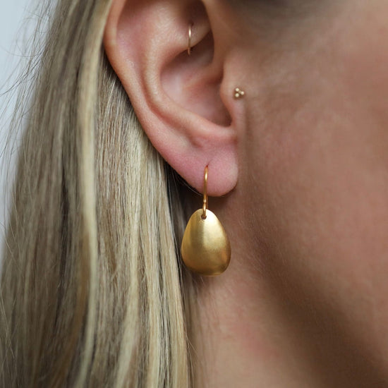 EAR-GPL Gold Plated Organic Shaped Domed Drop Earrings