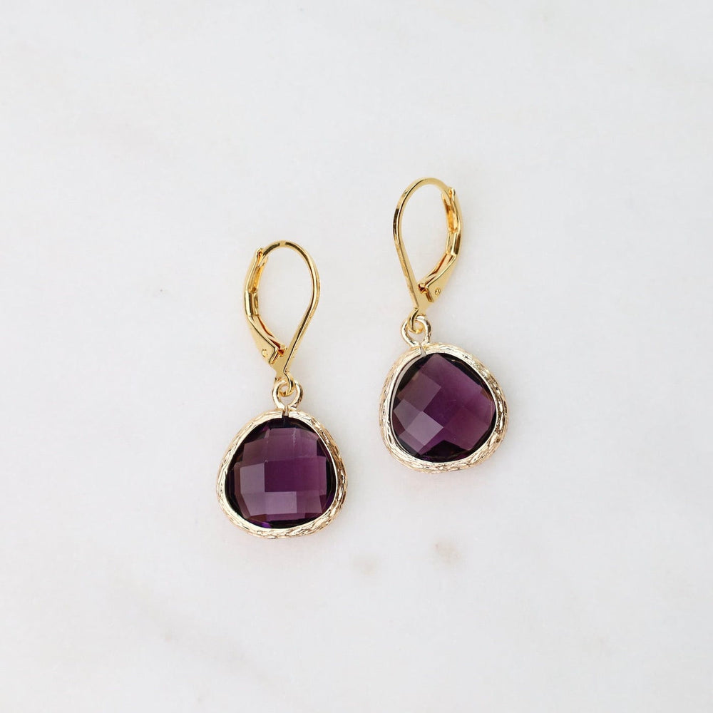 EAR-GPL Gold Plated Plum Lever Back Earrings