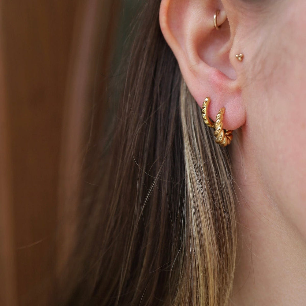 EAR-GPL Gold Plated Plump Twisted Huggie Hoops