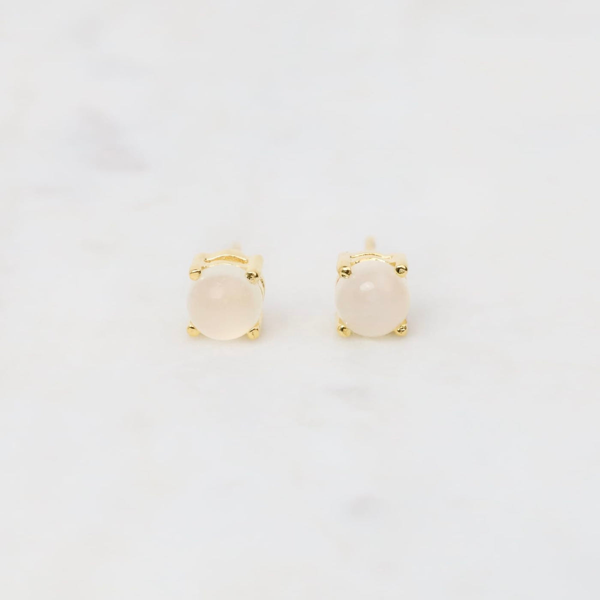 EAR-GPL Gold Plated Round Prong Set Moonstone Post Earrings