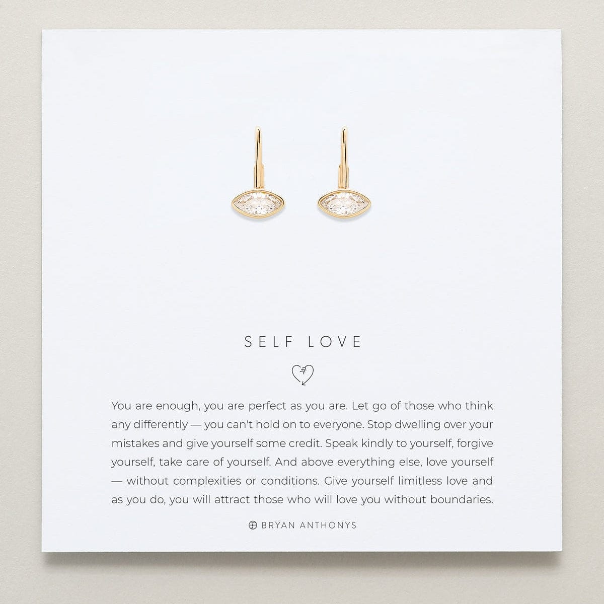 EAR-GPL Gold Plated Self Love Marquise Drop Earrings