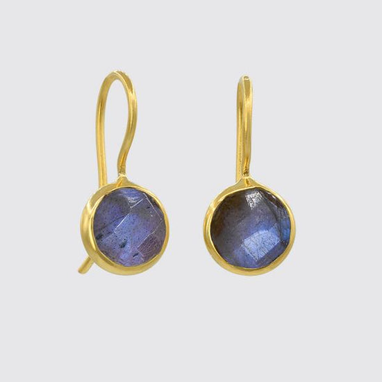 EAR-GPL Gold Plated Small Faceted Organic Labradorite Drop Earrings