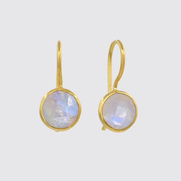 EAR-GPL Gold Plated Small Faceted Organic Moonstone Drop Eaarings