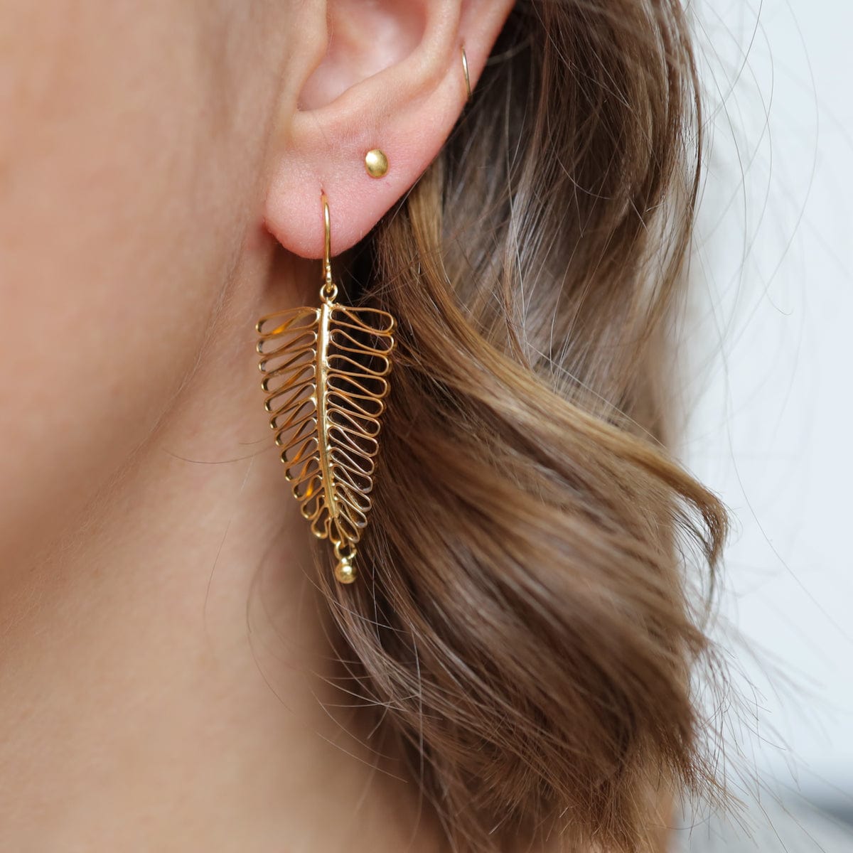 Plique-à-Jour Collection: Ginkgo Leaf Earrings - Heart Hand and Fire