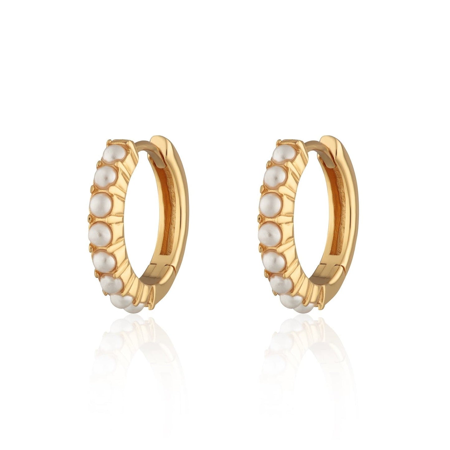 EAR-GPL Gold Plated Sterling Silver Large Pearl Huggie Earrings