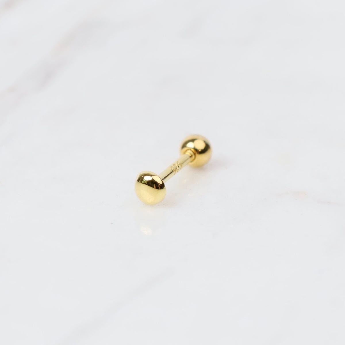 EAR-GPL Gold Plated Sterling Silver Plain 2mm Dot Barbell Single Stud Earring
