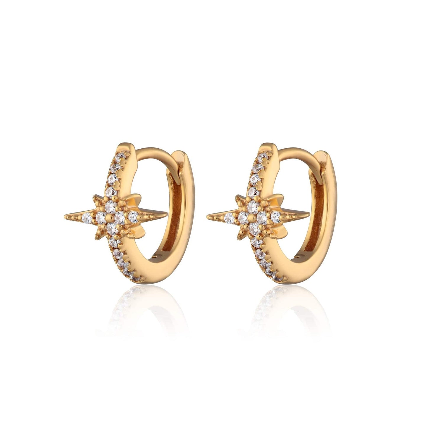 EAR-GPL Gold Plated Sterling Silver Starburst Huggie Earrings