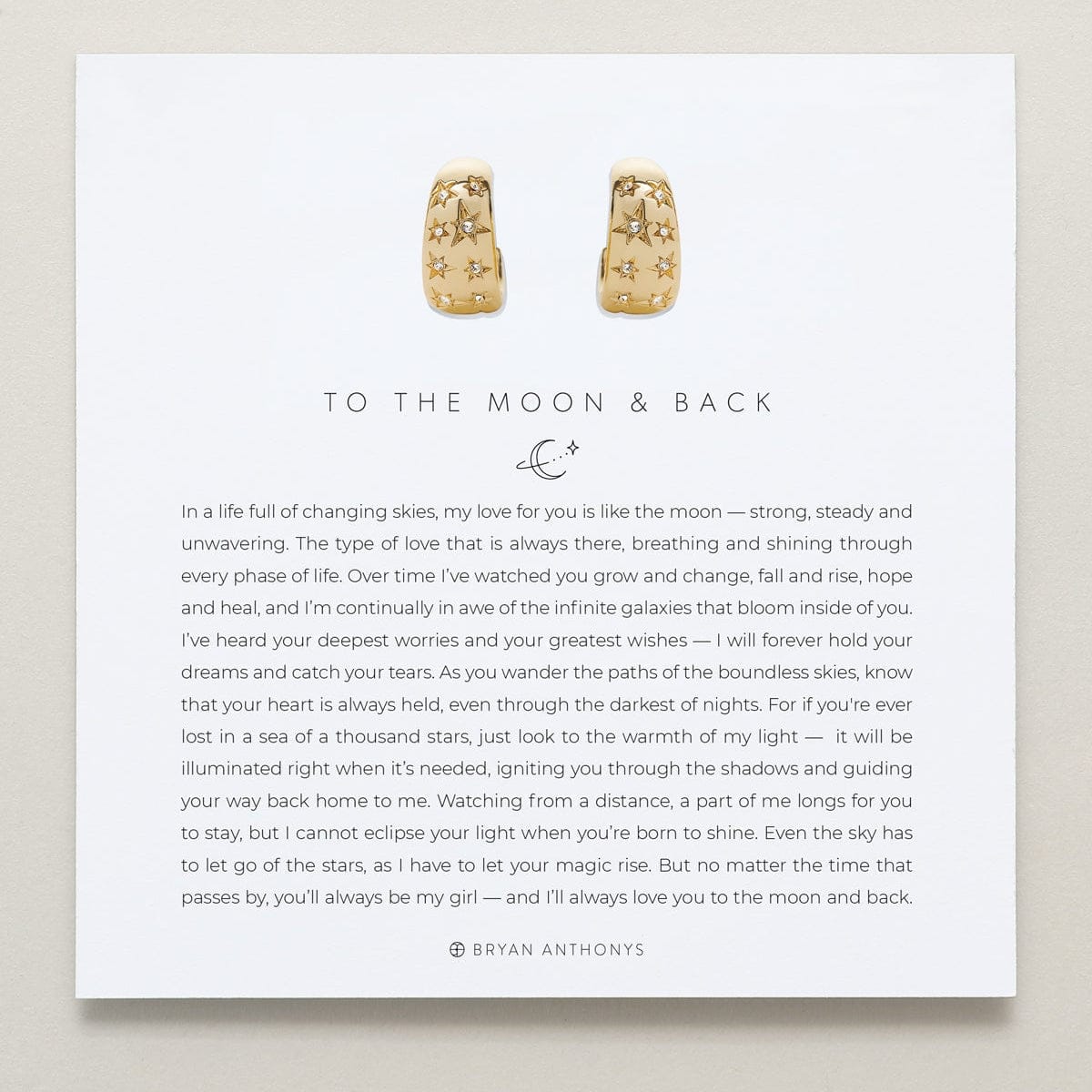 EAR-GPL Gold Plated To the Moon and Back Hoop Earrings