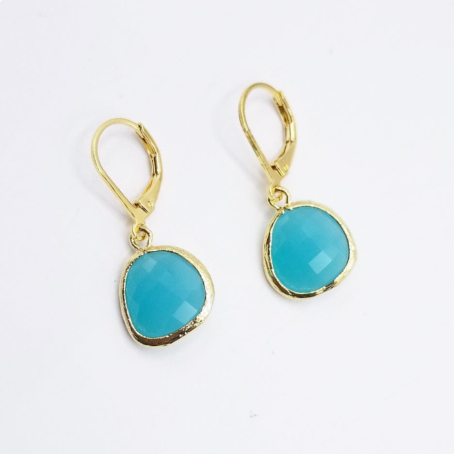 EAR-GPL Gold Plated Turquoise Crystal Lever Back Earring