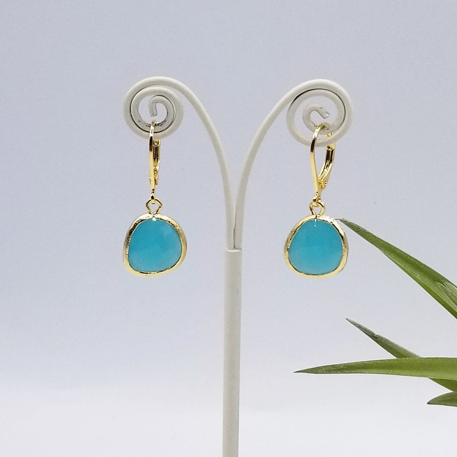 EAR-GPL Gold Plated Turquoise Crystal Lever Back Earring