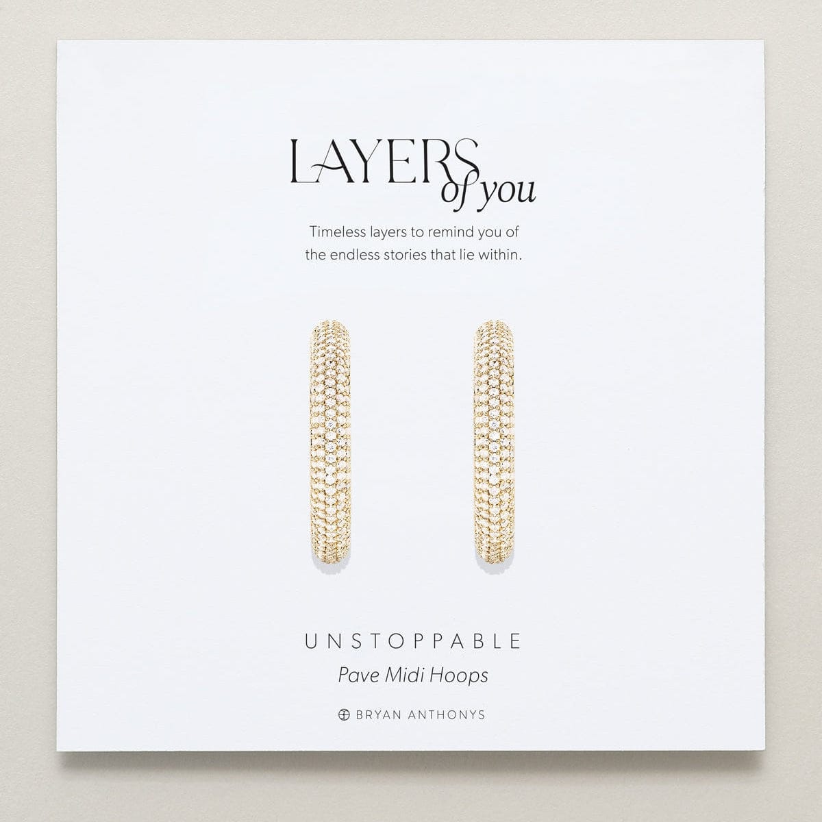 EAR-GPL Gold Plated Unstoppable Pave Midi Hoop Earrings