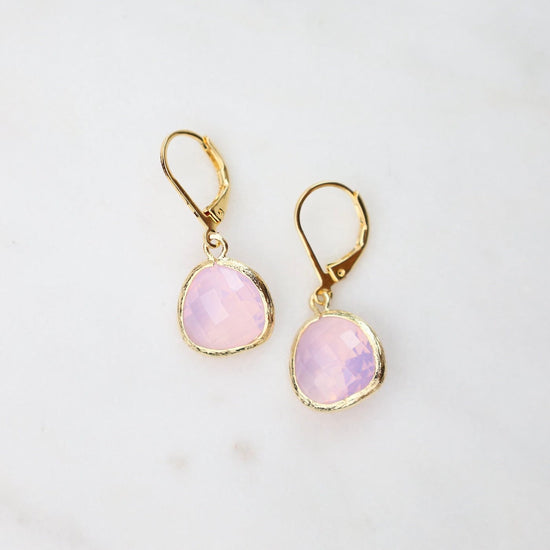 EAR-GPL Gold Plated Violet Opal Crystal Lever Back Earrings