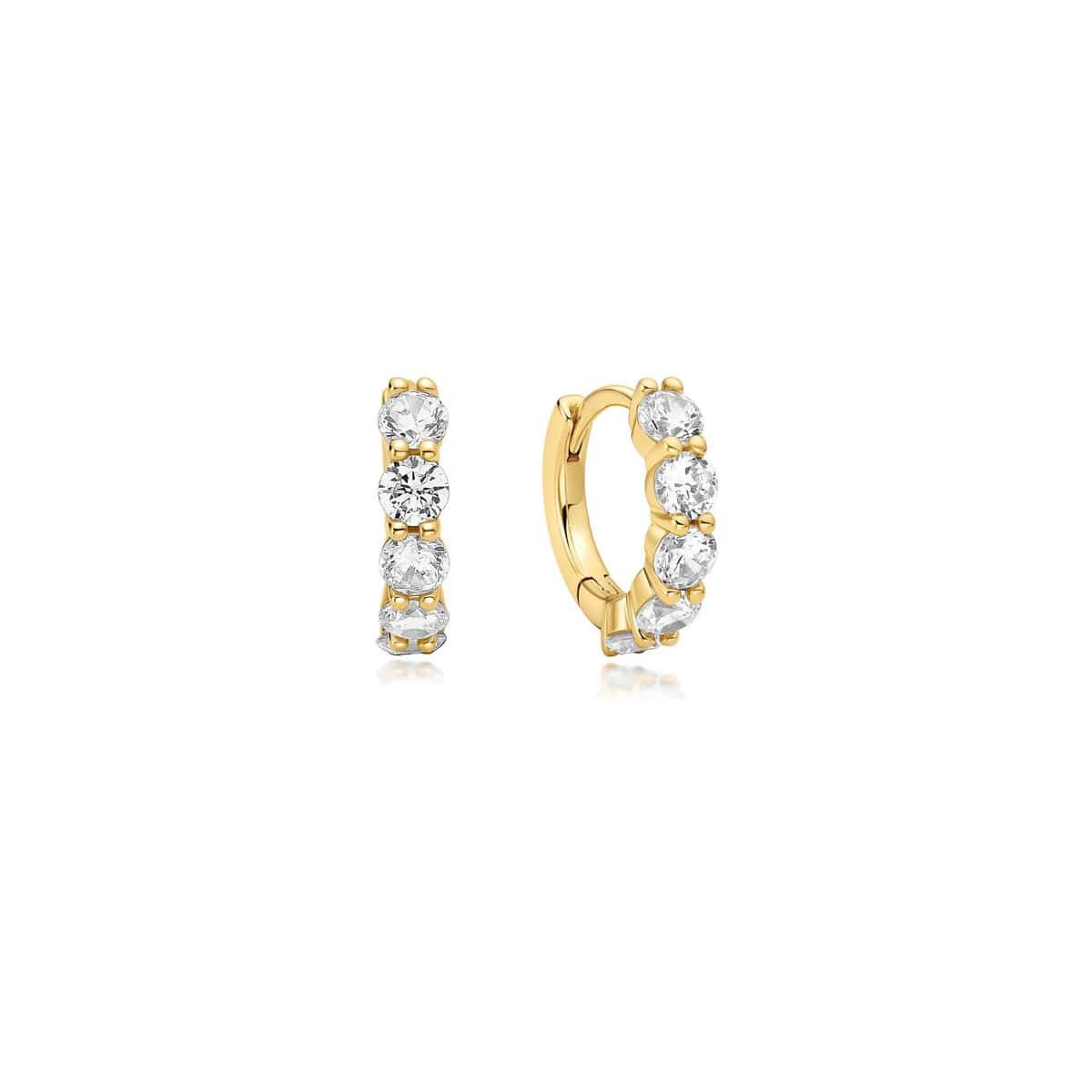 EAR-GPL Gold Quintet Sparkle Huggie Hoop Earrings