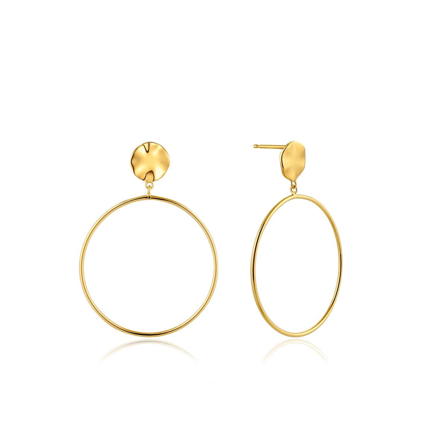 EAR-GPL Gold Ripple Front Hoop Earrings