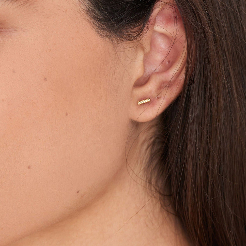 EAR-GPL Gold Rope Bar Stud Earrings