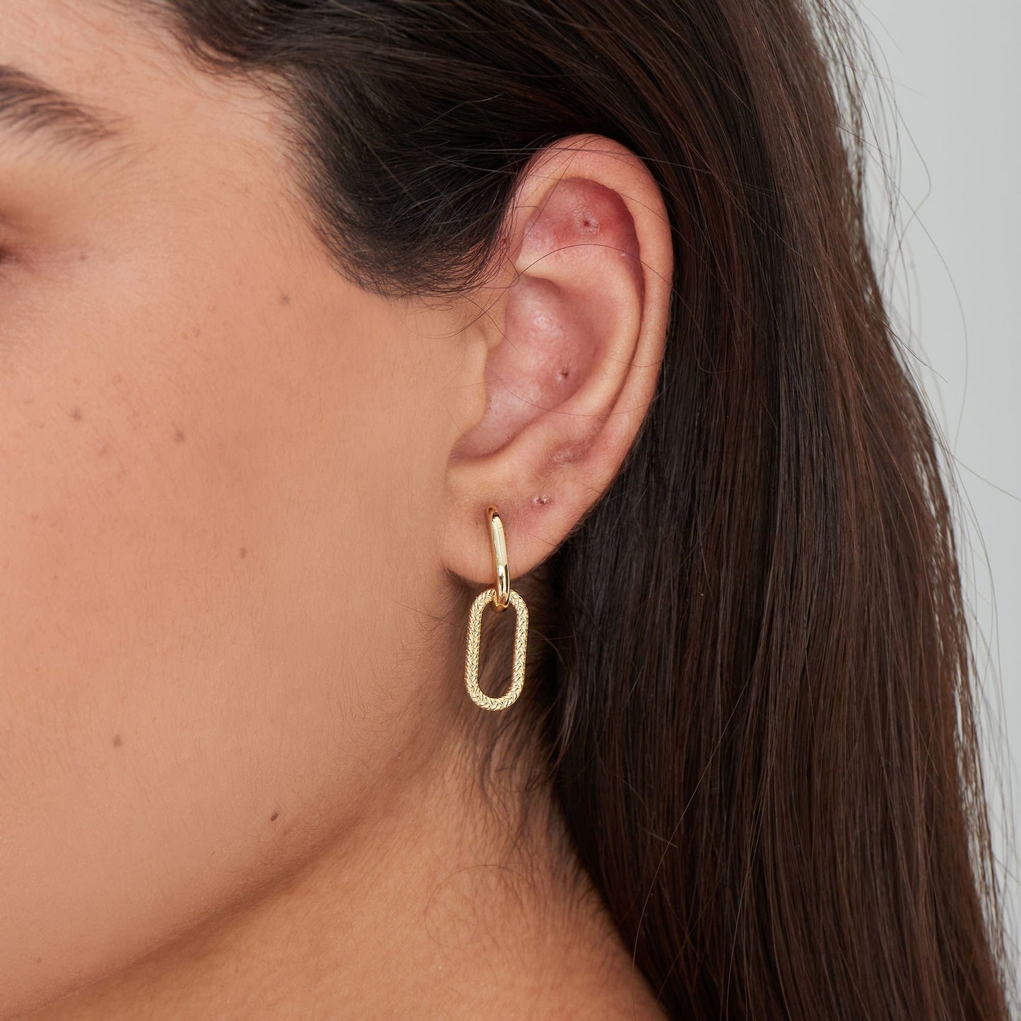 EAR-GPL Gold Rope Oval Drop Earrings