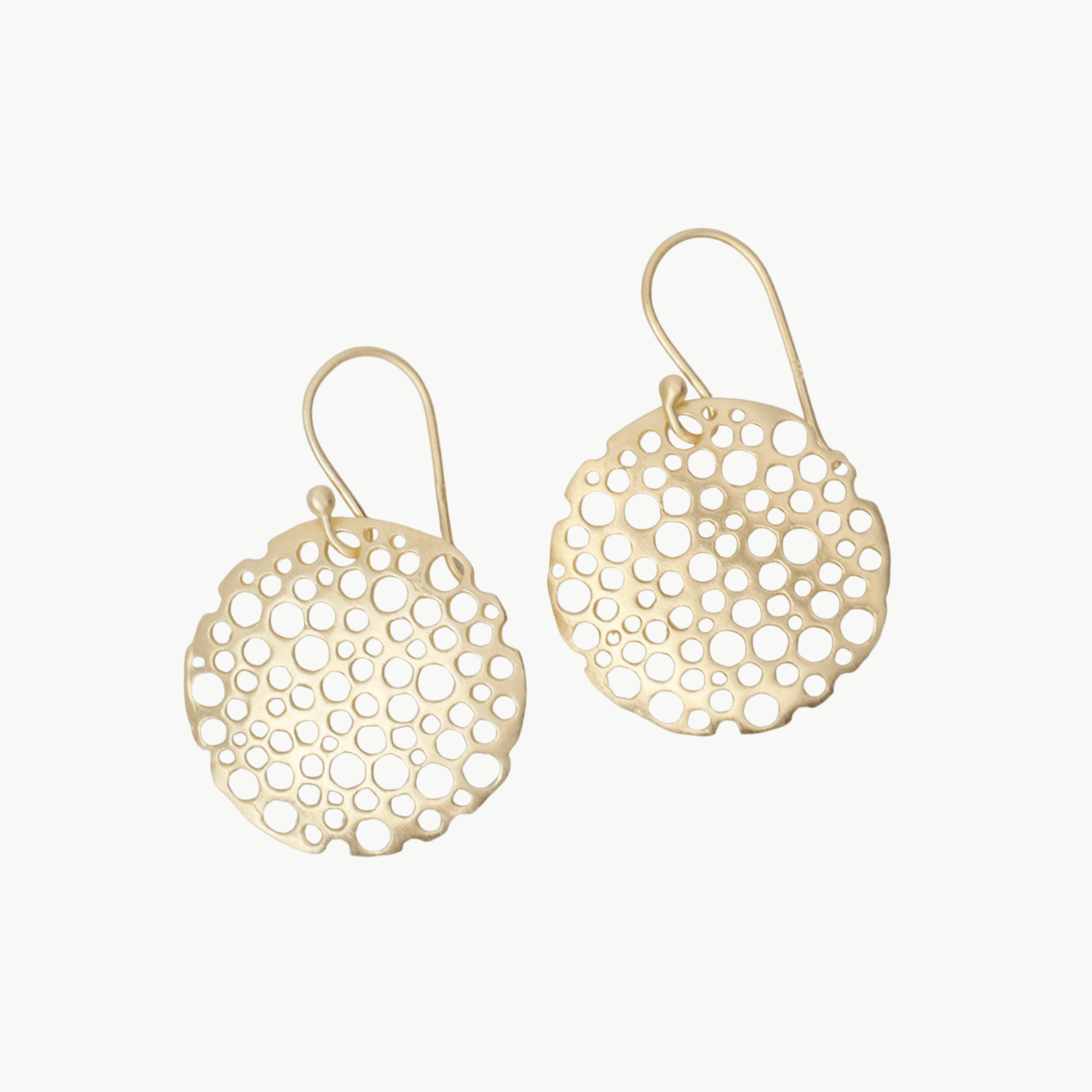EAR-GPL Gold Round Swiss Cheese Earrings