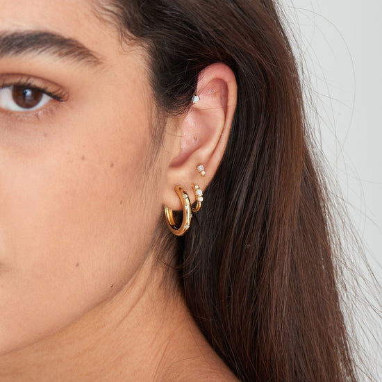 EAR-GPL Gold Scattered Stars Hoop Earrings