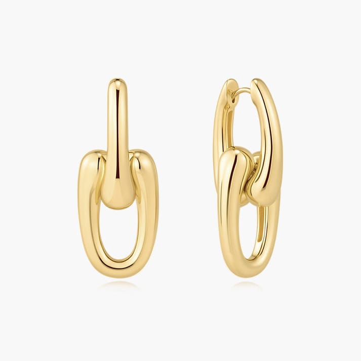 EAR-GPL Gold Sculptural Interlocking Huggie Hoop Earrings