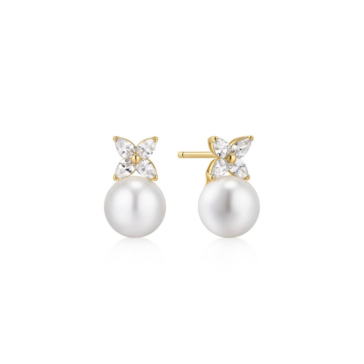 EAR-GPL Gold Shell Pearl & Lucky Clover Stud Earrings