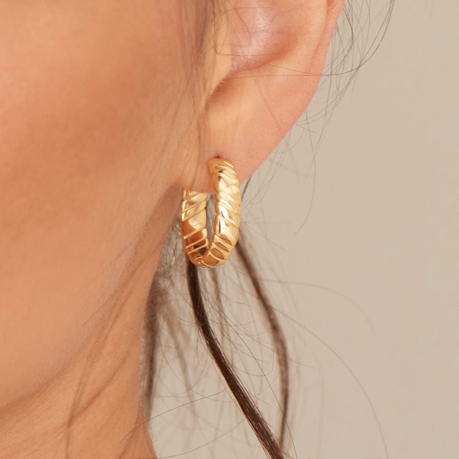 EAR-GPL Gold Smooth Twist Hoop Stud Earrings