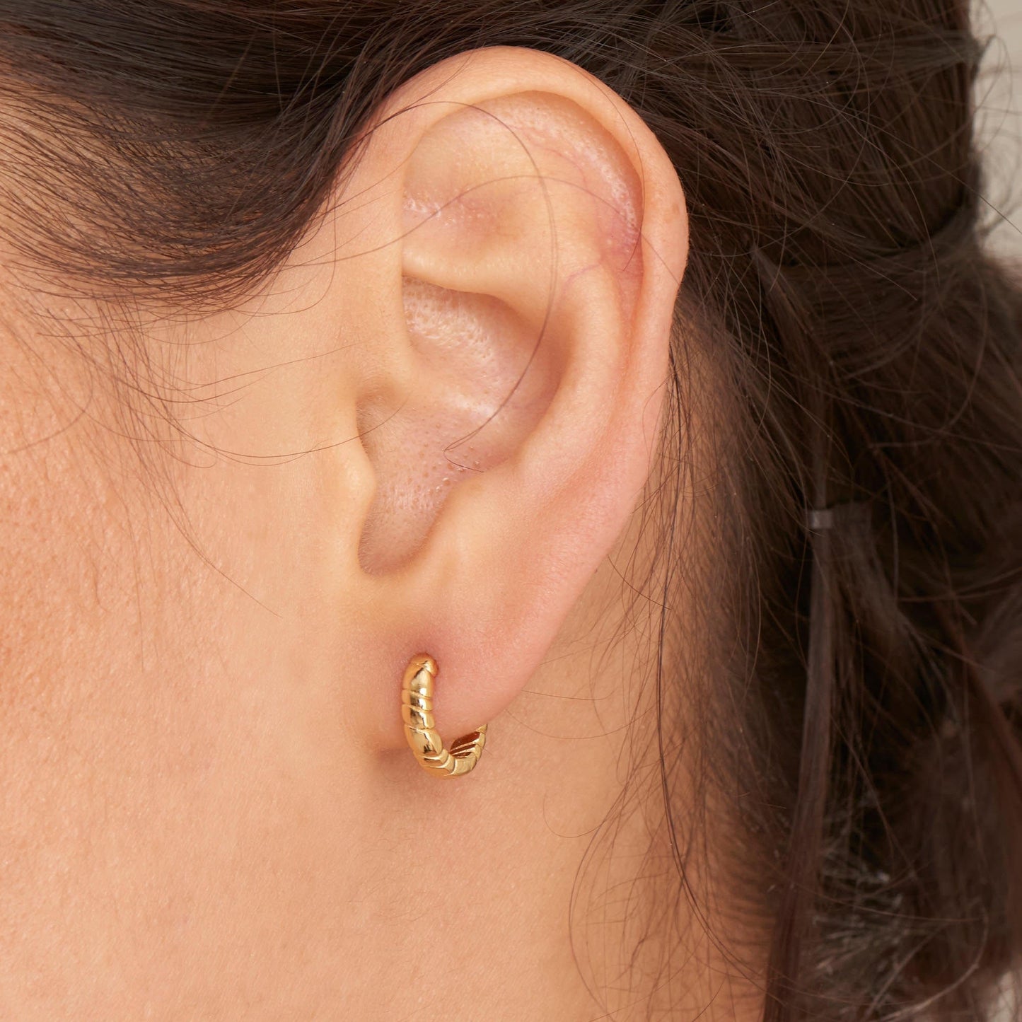 EAR-GPL Gold Smooth Twist Huggie Hoop Earrings