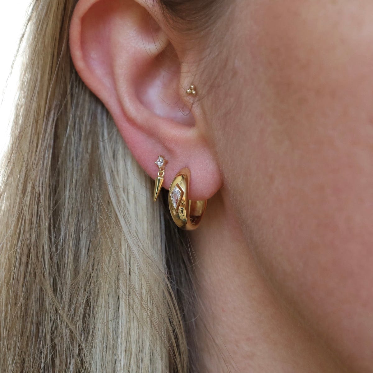 EAR-GPL Gold Sparkle Dome Hoop Earrings