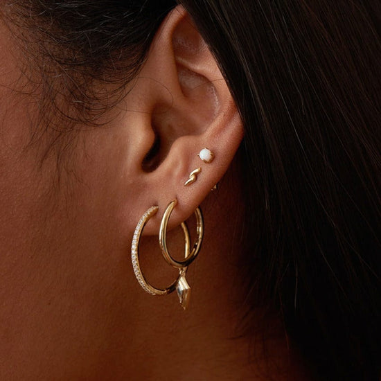 EAR-GPL Gold Sparkle Drop Pendant Hoop Earrings