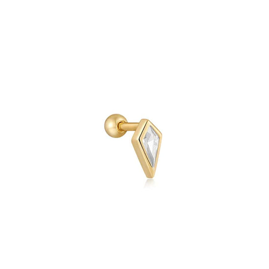 EAR-GPL Gold Sparkle Emblem Single Barbell Earring