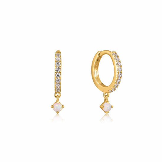 EAR-GPL Gold Sparkle Kyoto Opal Drop Huggie Hoop Earrings
