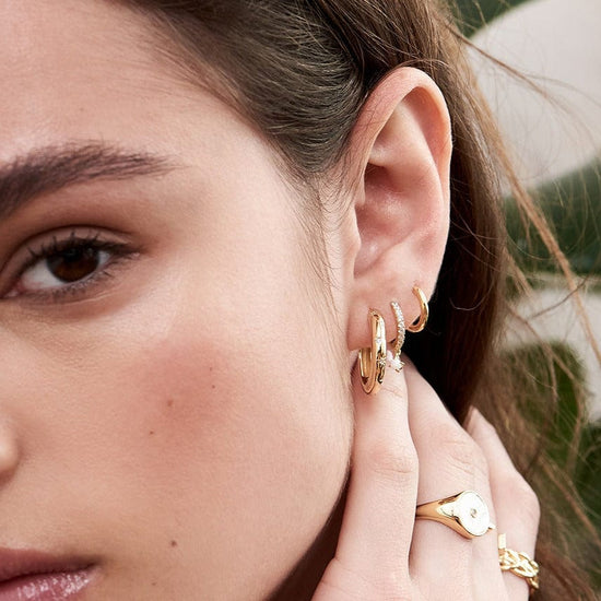 EAR-GPL Gold Sparkle Kyoto Opal Drop Huggie Hoop Earrings