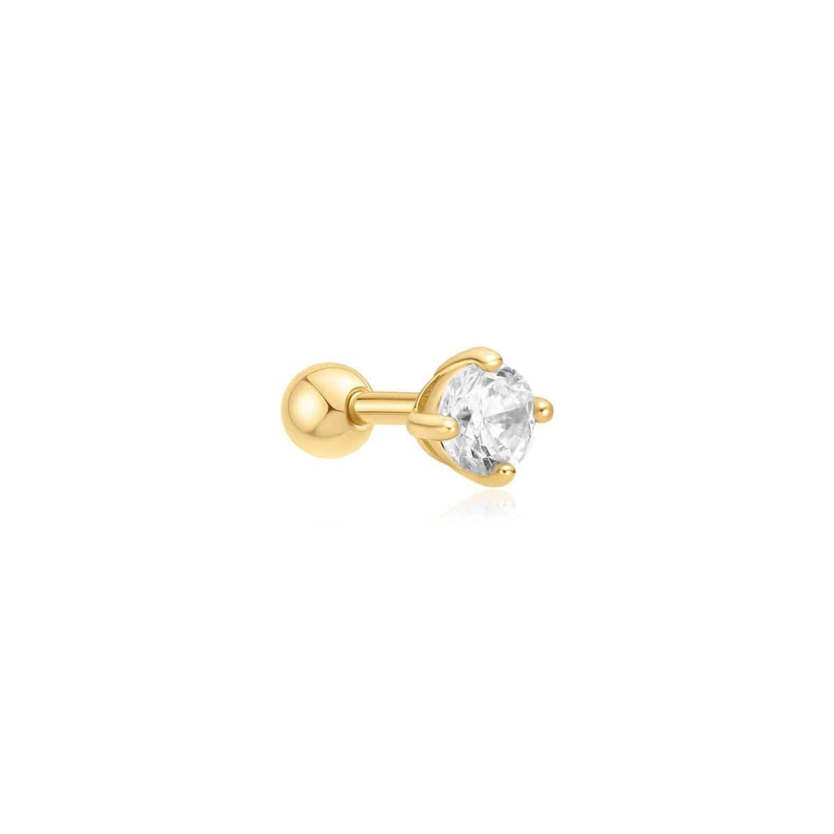 EAR-GPL Gold Sparkle Round Barbell Single Earring