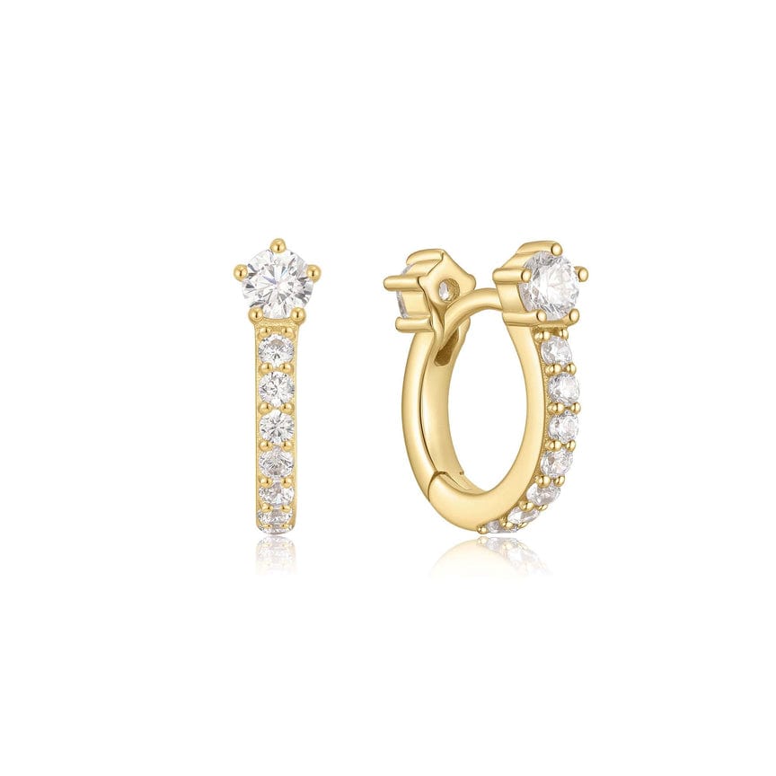 EAR-GPL Gold Sparkling Pave  Huggie Hoop Earrings