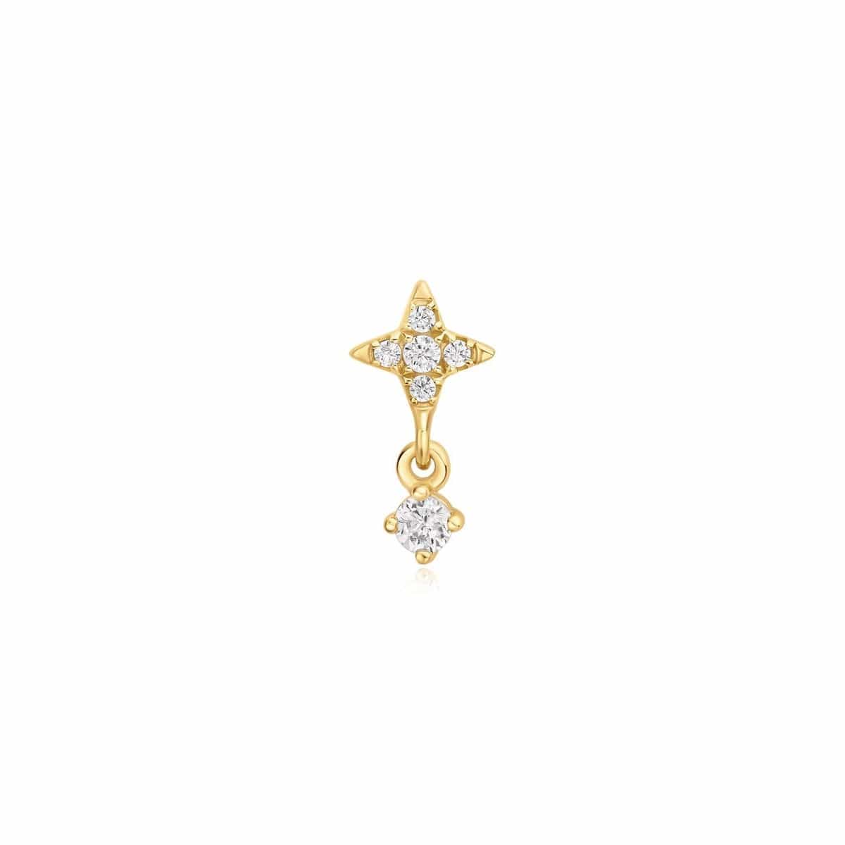 EAR-GPL Gold Star Dangle Barbell Single Earring