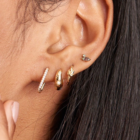 EAR-GPL Gold Starry Kyoto Opal Huggie Hoop Earrings