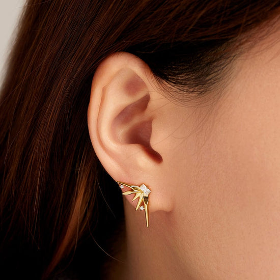 EAR-GPL Gold Statement Spike Stud Earrings