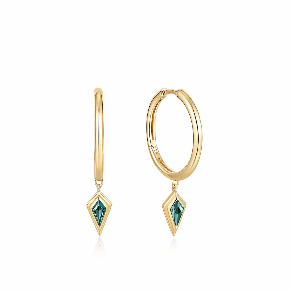 
                      
                        EAR-GPL Gold Teal Sparkle Drop Pendant Hoop Earrings
                      
                    