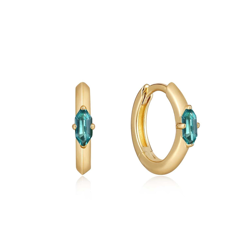 
                      
                        EAR-GPL Gold Teal Sparkle Emblem Huggie Hoop Earrings
                      
                    