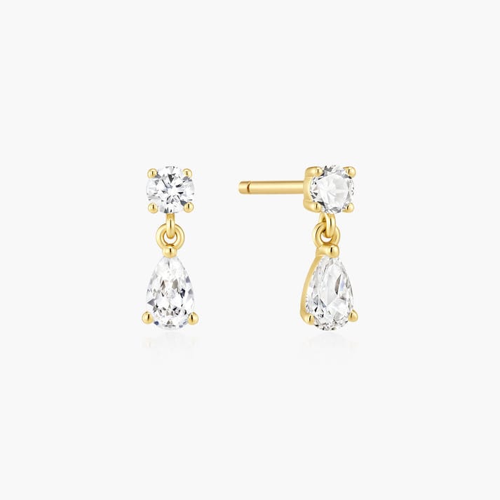 EAR-GPL Gold Teardop & Round Stud Earrings